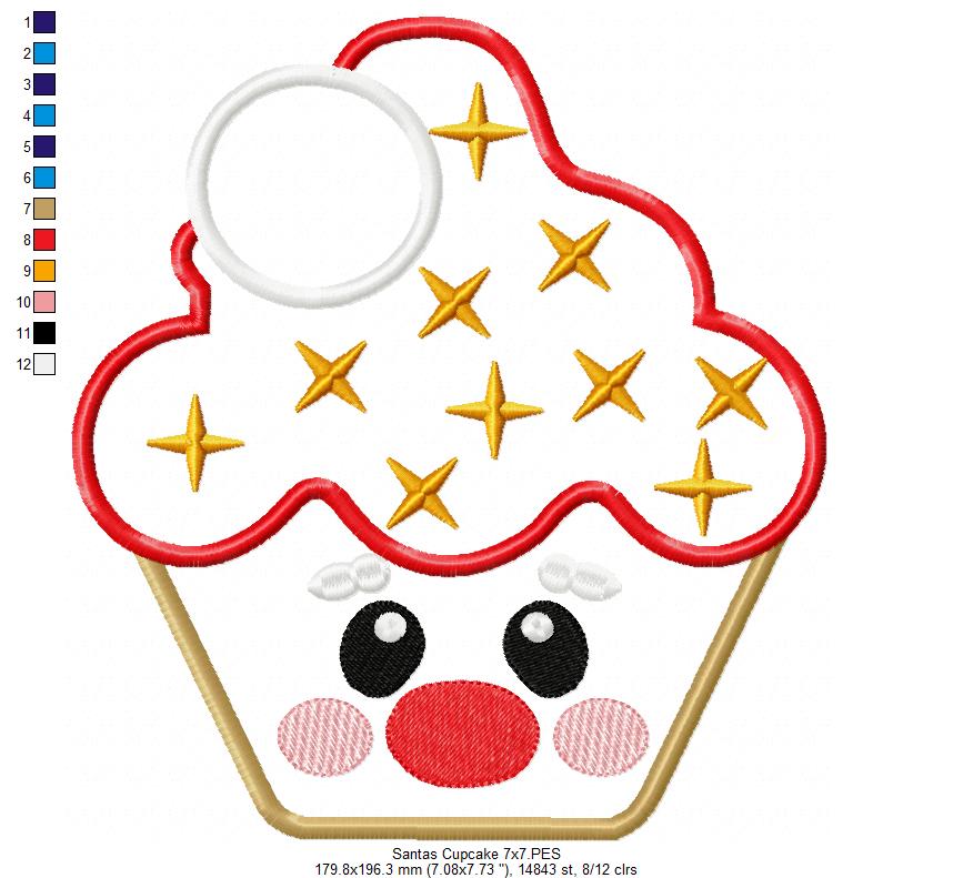 Christmas Santa's Cupcake - Applique