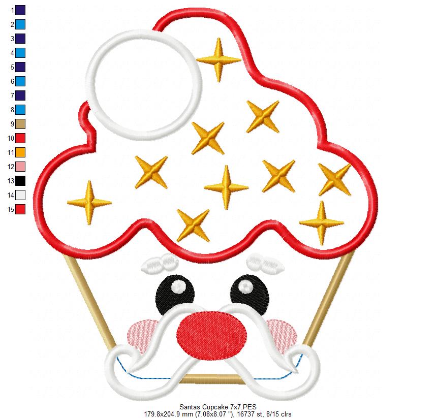 Christmas Santa's Cupcake - Applique
