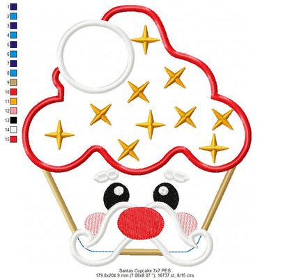 Christmas Santa's Cupcake - Applique