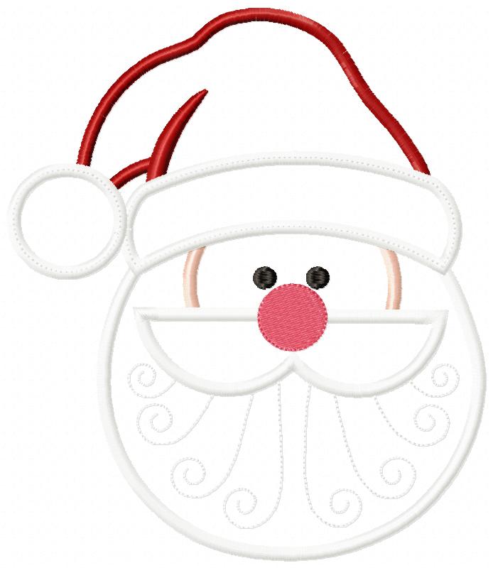 Santa Claus Face - Applique - Machine Embroidery Design