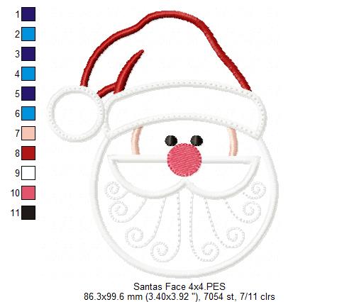 Santa Claus Face - Applique - Machine Embroidery Design