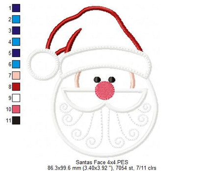 Santa Claus Face - Applique - Machine Embroidery Design