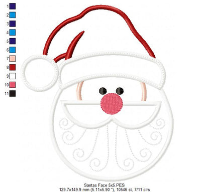 Santa Claus Face - Applique - Machine Embroidery Design