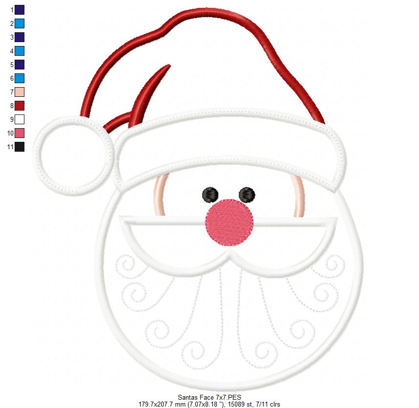 Santa Claus Face - Applique - Machine Embroidery Design