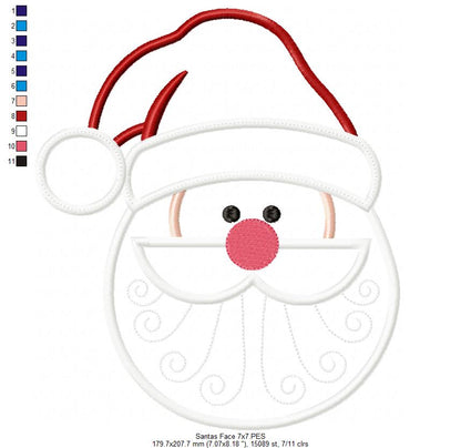 Santa Claus Face - Applique - Machine Embroidery Design