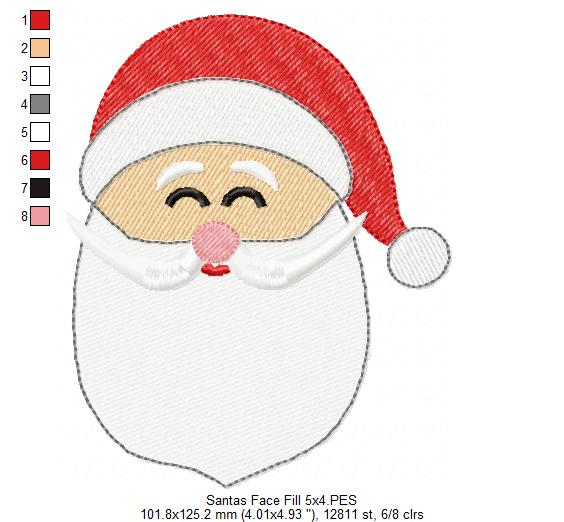 Cute Santa Claus Face - Fill Stitch