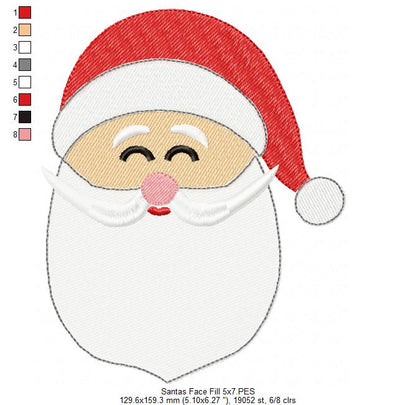 Cute Santa Claus Face - Fill Stitch