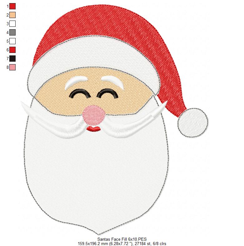 Cute Santa Claus Face - Fill Stitch