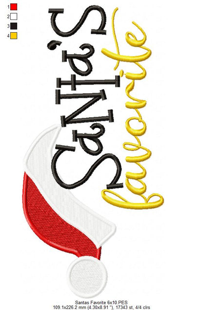 Santa's Favorite - Fill Stitch - Machine Embroidery Design