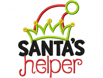Santa’s Helper Elf Hat – Appliqué – Machine Embroidery Design