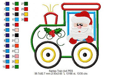 Christmas Santa's Train - Applique Embroidery
