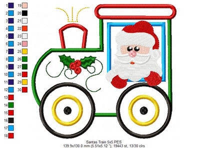 Christmas Santa's Train - Applique Embroidery