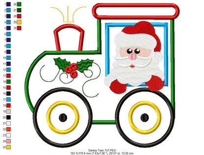 Christmas Santa's Train - Applique Embroidery