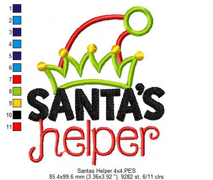 Santa’s Helper Elf Hat – Appliqué – Machine Embroidery Design