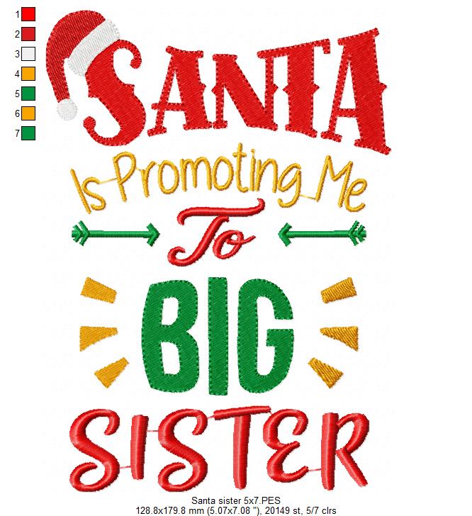 Santa is Promoting me to Big Sister and Brother - Set of 2 designs - Fill Stitch