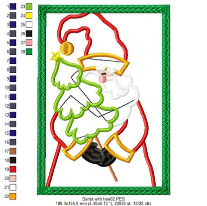 Santa with Christmas Tree - Applique