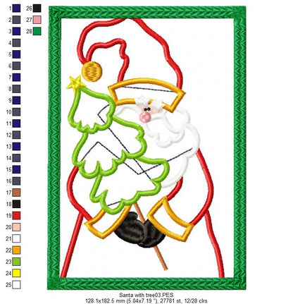 Santa with Christmas Tree - Applique