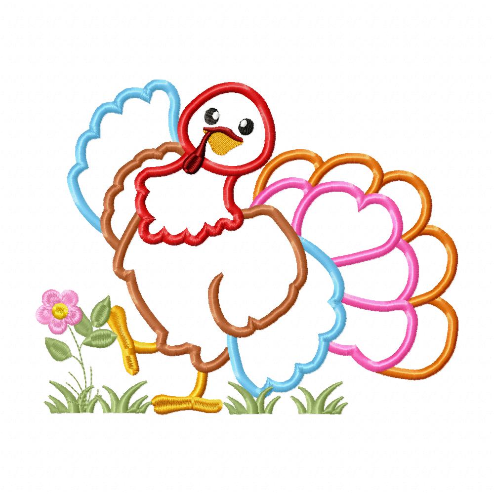 Sassy Turkey - Applique - Machine Embroidery Design