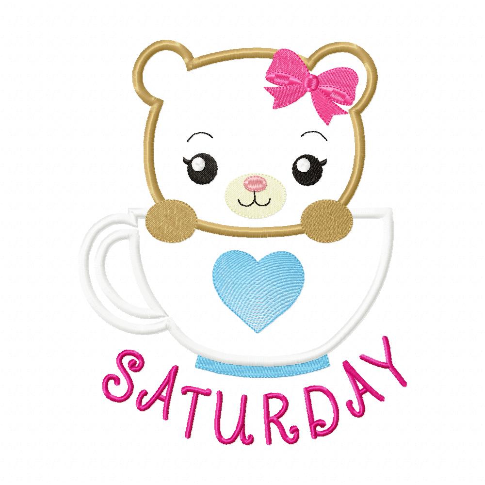 Days of the Week Animals in the Cup - Applique - Set of 7 designs