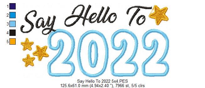 New Year Say Hello to 2022 - Applique