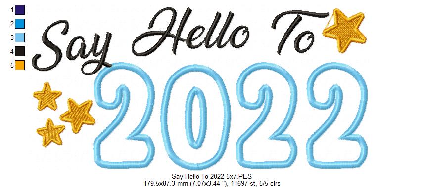 New Year Say Hello to 2022 - Applique