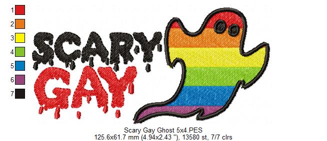 Cute LGBT Scary Gay Ghost - Fill Stitch