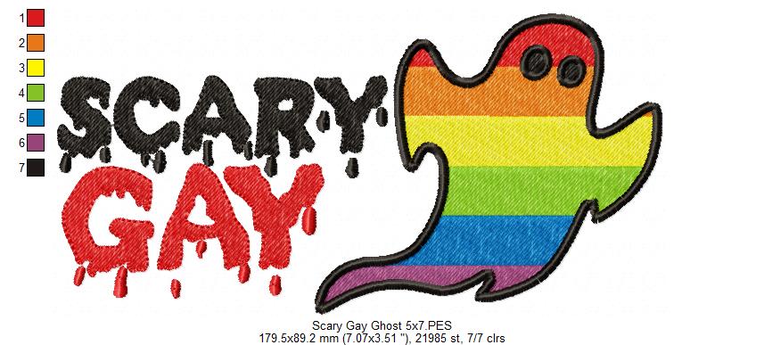 Cute LGBT Scary Gay Ghost - Fill Stitch