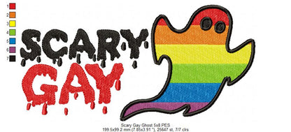 Cute LGBT Scary Gay Ghost - Fill Stitch