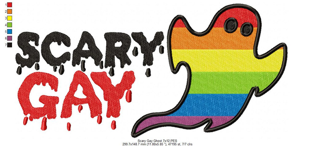 Cute LGBT Scary Gay Ghost - Fill Stitch