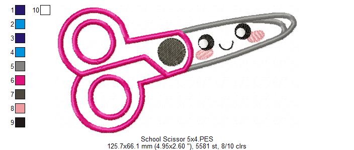 Happy School Scissors - Applique