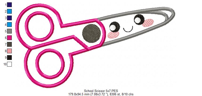 Happy School Scissors - Applique