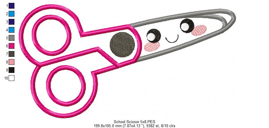 Happy School Scissors - Applique
