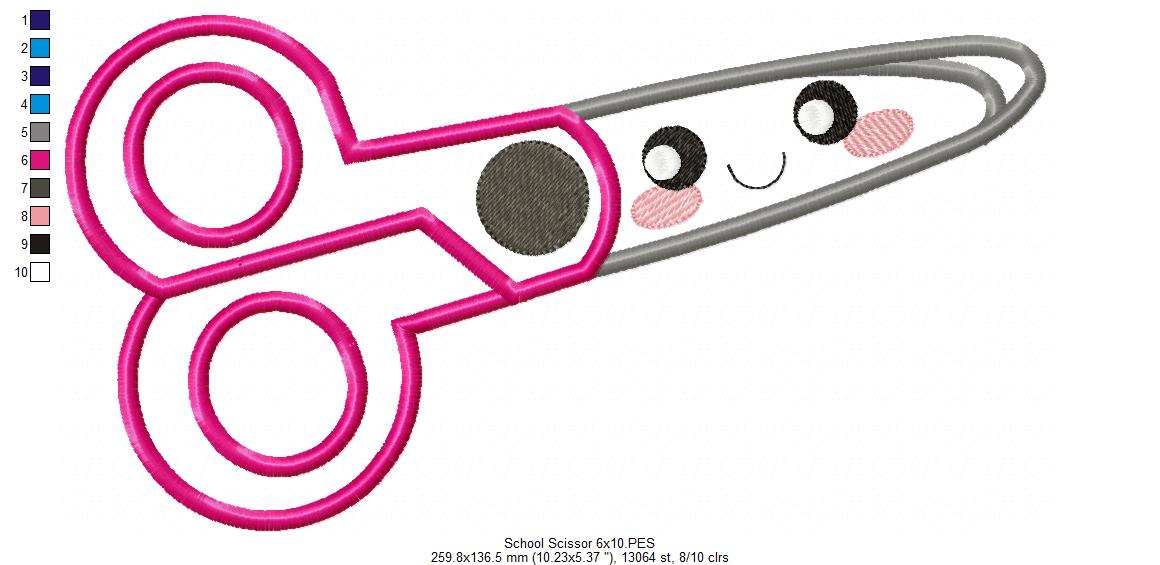 Happy School Scissors - Applique