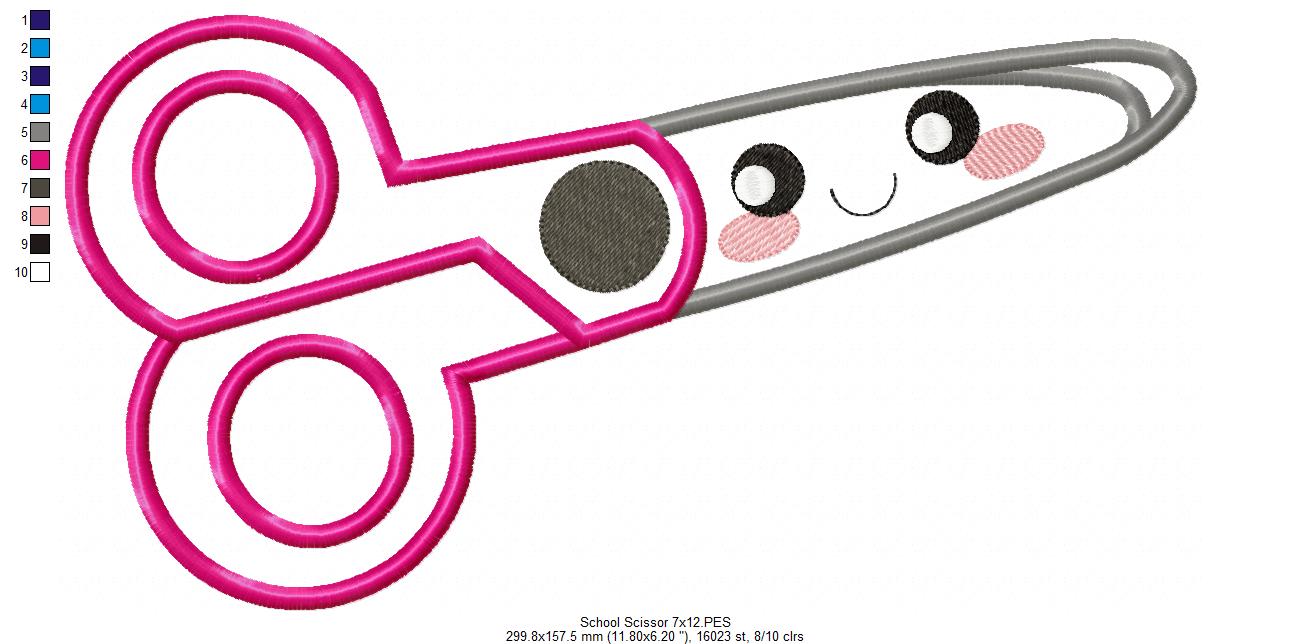 Happy School Scissors - Applique