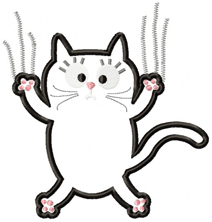 Scratching Cat – Appliqué – Machine Embroidery Design