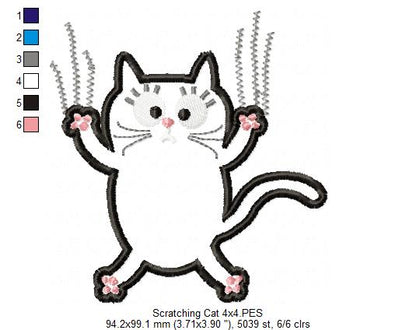 Scratching Cat – Appliqué – Machine Embroidery Design