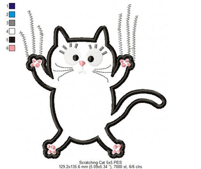 Scratching Cat – Appliqué – Machine Embroidery Design