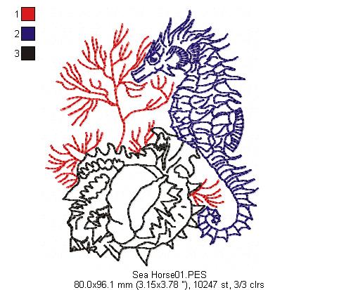 Seahorse - Redwork