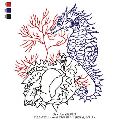 Seahorse - Redwork