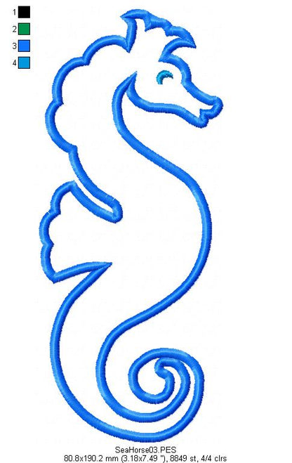 Seahorse 2 - Applique - Machine Embroidery Design
