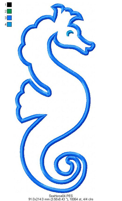 Seahorse 2 - Applique - Machine Embroidery Design
