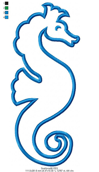 Seahorse 2 - Applique - Machine Embroidery Design