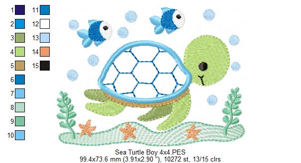 Sea Turtle Boy - Applique