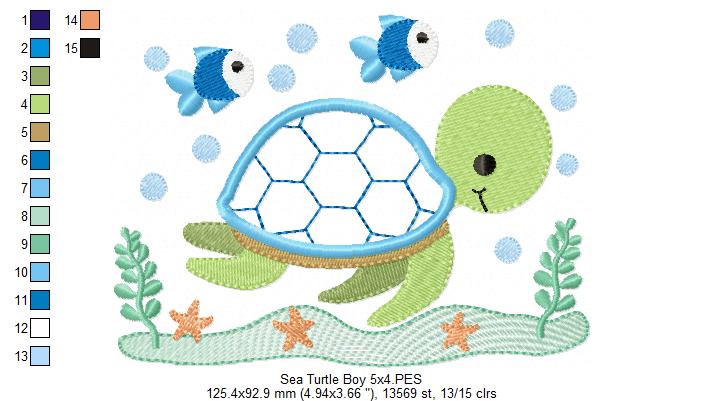 Sea Turtle Boy - Applique