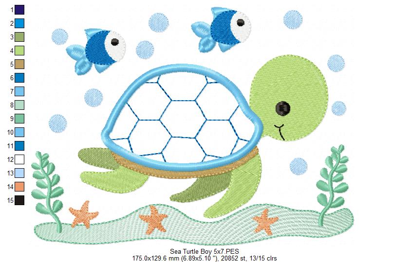 Sea Turtle Boy - Applique