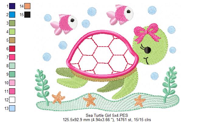 Sea Turtle Girl - Applique