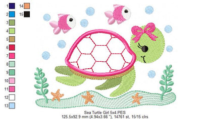 Sea Turtle Girl - Applique