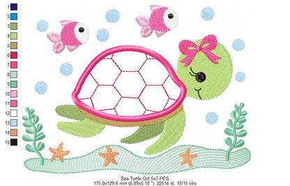 Sea Turtle Girl - Applique