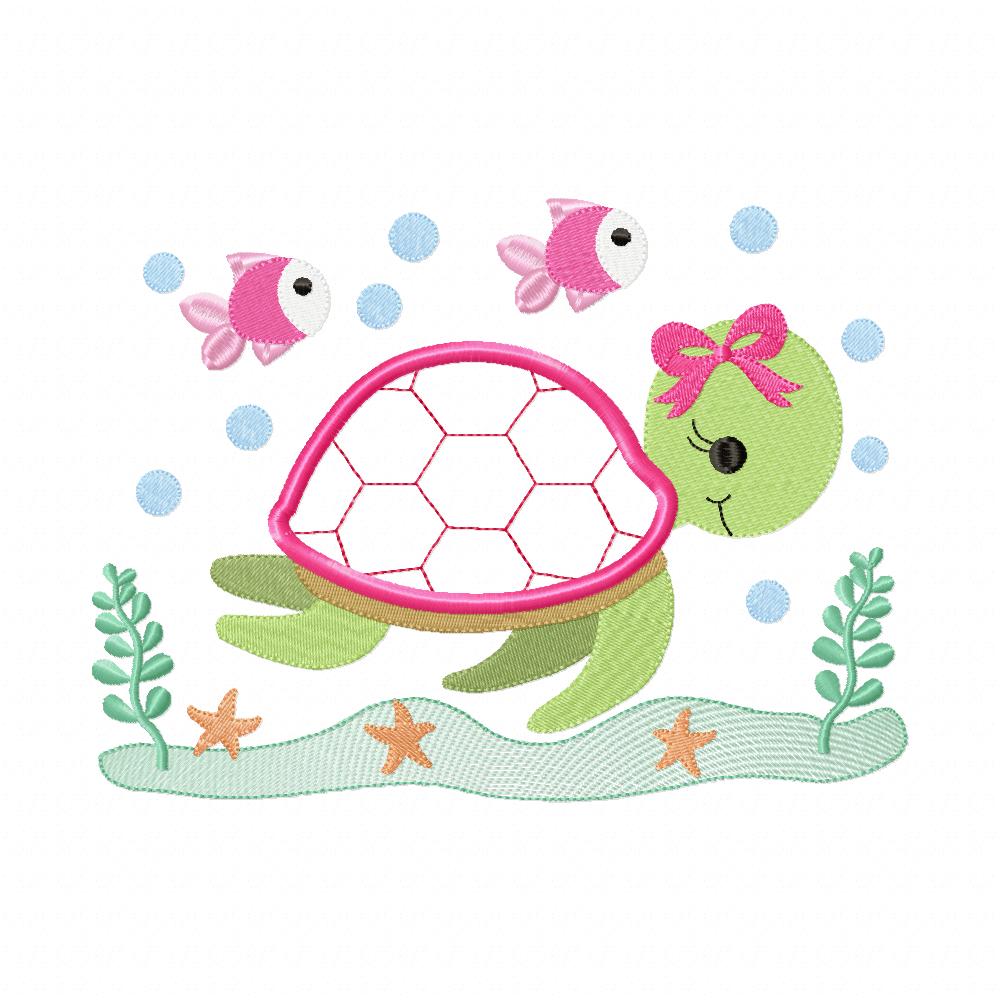 Sea Turtle Girl - Applique