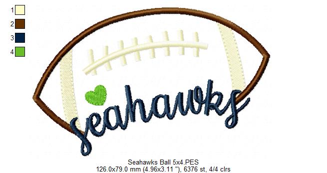 Seahawks – Satin Stitch – Machine Embroidery Design